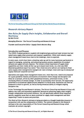 Research Report: New Rules for Supply Chain Insights, Collaboration and Overall Resiliency