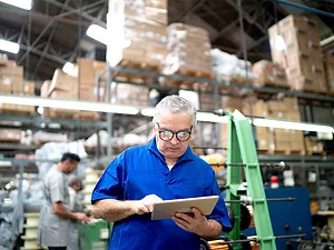 digital tablet in a warehouse