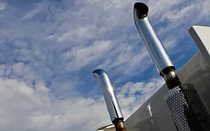 Exhaust pipes on a truck. 