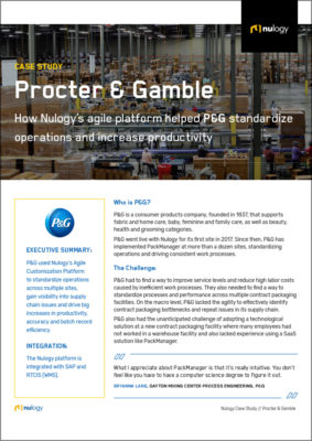 Case Study Procter & Gamble: How Nulogy's agile platform helped P&G standardize operations and increase productivity