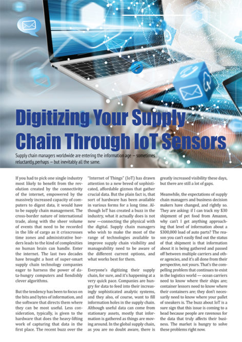 Digitizing Your Supply Chain Through IoT Sensors