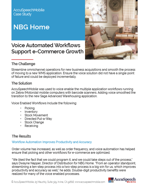 Voice Automated Workflows Support eCommerce Growth at NBG Home