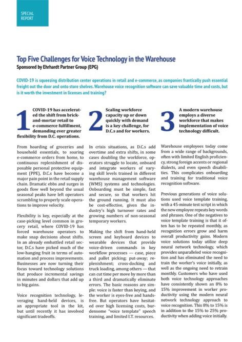 Top Five Challenges for Voice Technology in the Warehouse
