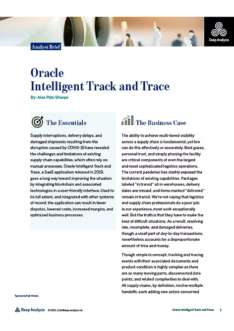 Deep Analysis Analyst Brief: Oracle Intelligent Track and Trace