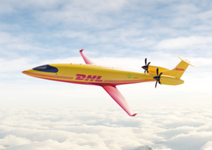 Photo of DHL's Eviation all-electric plane Alice in flight