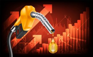 A GRAPHIC SHOWING A GAS PUMP NOZZLE AND RISING ENERGY PRICE GRAPH