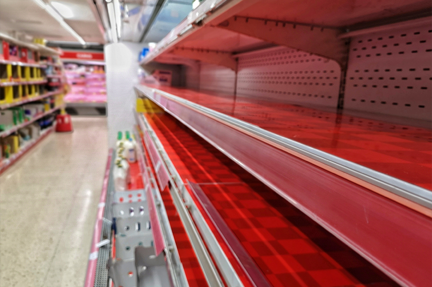 Empty shelves stockout supply chain shortage