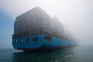 PHOTO OF THE REAR OF OCEAN CARRIER CONTAINER SHIP MAERSK ALTAIR AT SEA