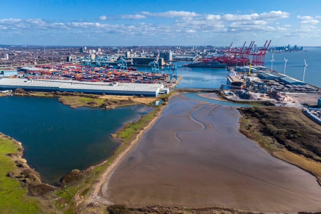 AERIAL VIEW OF THE PORT OF LIVERPOOL 