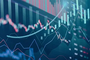A GRAPHIC SHOWS SUPERIMPOSED CHARTS INDICATING ECONOMIC FLUCTUATIONS