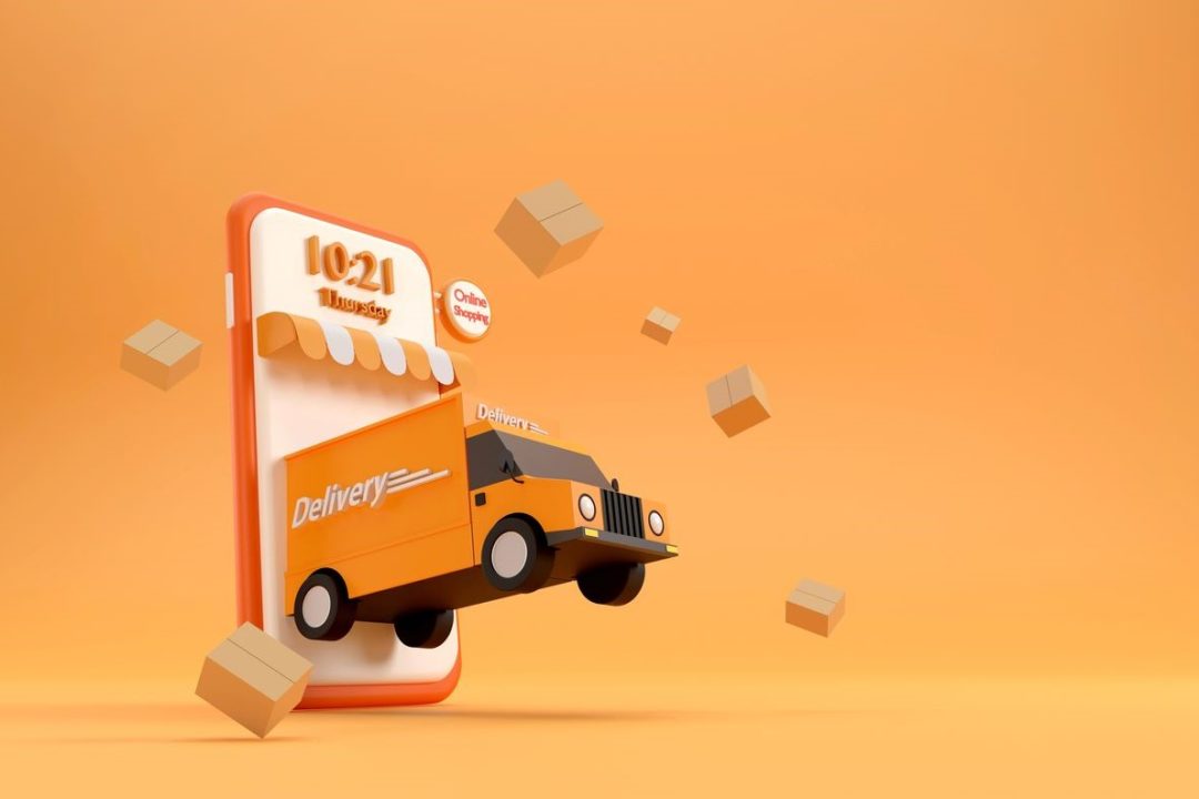 A GRAPHIC SHOWING A DELIVERY VAN BURSTING OUT OF A SMART PHONE
