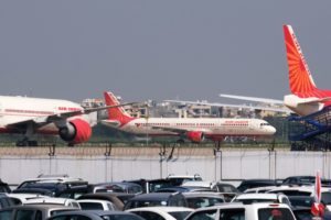 SEVERAL AIR INDIA PLANES AT AN AIRPORT