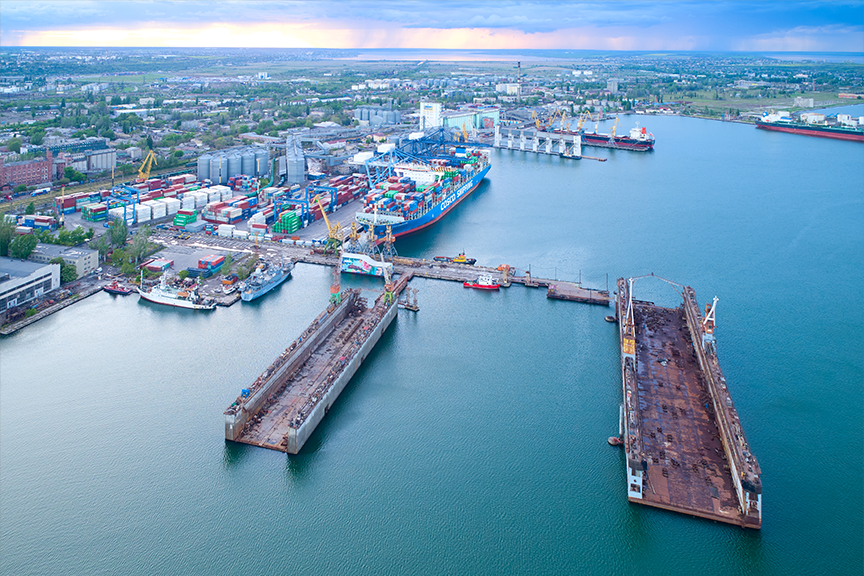 AERIAL VIEW OF THE PORT OF ODESA