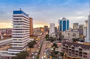 AERIAL SHOT OF A CITY WITH HIGHRISES