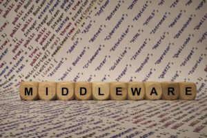 LETTERED WOODEN BLOCKS ARRANGED TO READ THE WORD MIDDLEWARE