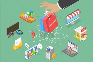 3D Isometric Flat Vector Conceptual Illustration of Omnichannel