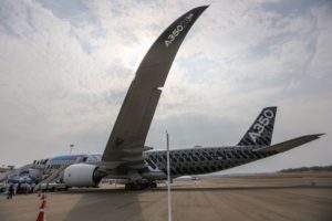GROUND VIEW OF AN AIRBUS SE A350 AIRCRAFT.