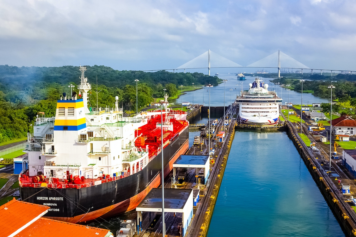Panama canal shipping vessels istock  marina113  1194830504