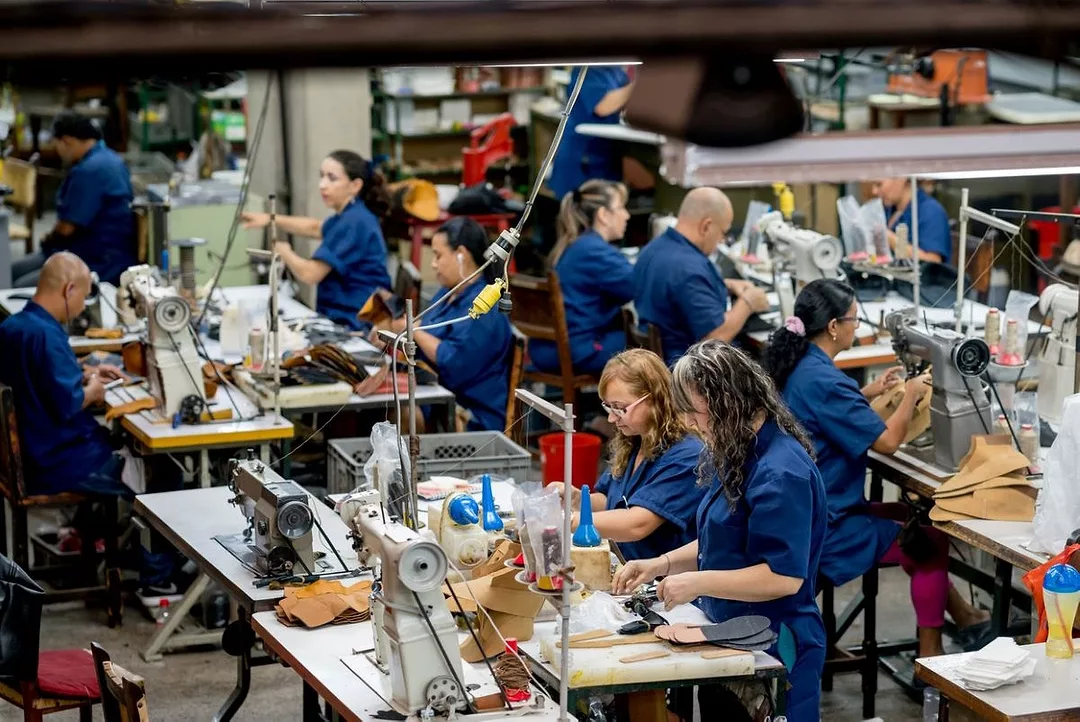 Manual workers working at a clothing factory
