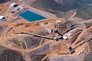 AERIAL VIEW OF THE KONIAMBO NICKEL MINE IN NEW CALEDONIA.