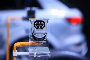 AN ELECTRIC VEHICLE CHARGING POINT.