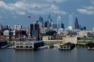 A VIEW OF DOWNTOWN PHILADELPHIA AND THE PHILADELPHIA WATERFRONT.