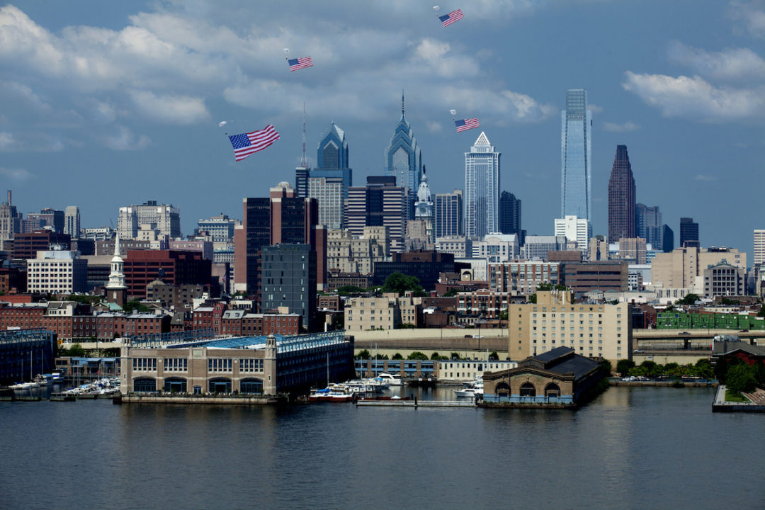 A VIEW OF DOWNTOWN PHILADELPHIA AND THE PHILADELPHIA WATERFRONT.
