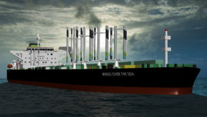 A GRAPHIC REPRESENTATION OF A TANKER WITH SEVERAL TALL UPRIGHT STRUCTURES ATTACHED TO THE DECK