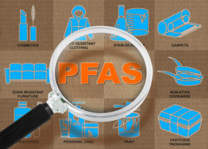 A magnifying glass over the word "PFAS"