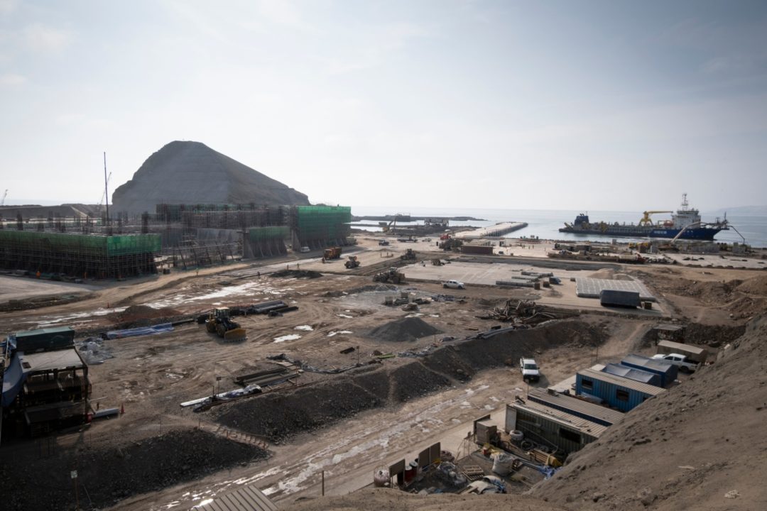 Cosco Shipping’s port facility is under construction in Chancay, Peru.