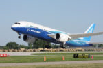 A Boeing 787 Dreamliner about to take off on a runway