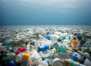 Plastic waste in a large landfill