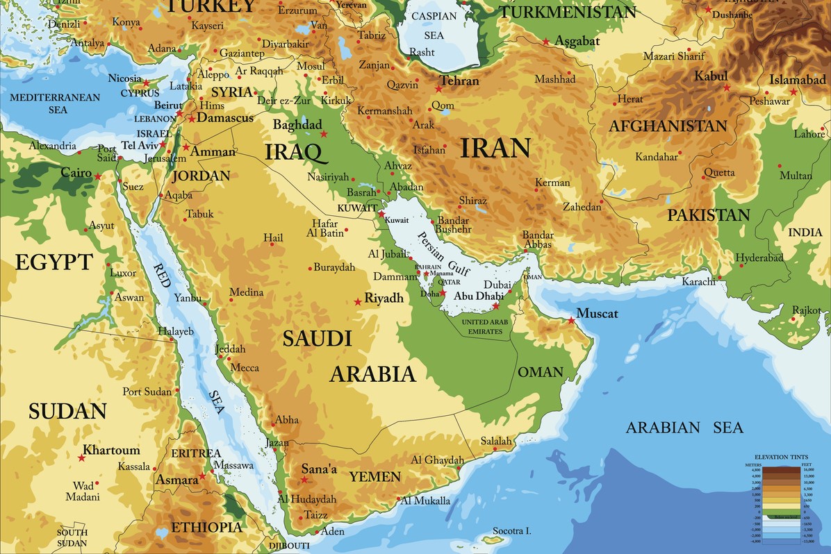 Map mediterranean middle east yemen istock bogdanserban 613907618