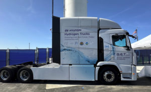 A hydrogen-powered electric truck made by Hyundai