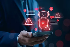 AI chatbot system alert in digital communication environment showing error