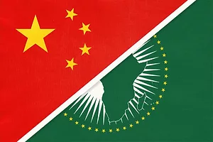 A VISUAL MEDLEY OF CHINA'S FLAG WITH A PAN-AFRICAN FLAG