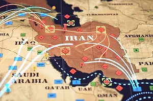 A MAP OF IRAN AND SURROUNDING COUNTRIES