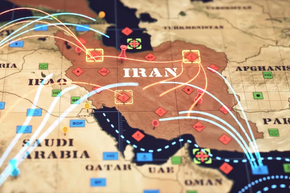 A MAP OF IRAN AND SURROUNDING COUNTRIES