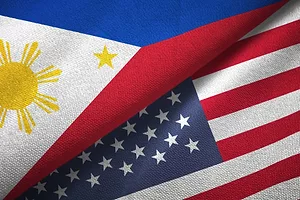 The flags of the Philippines and the United States juxtaposed against each other