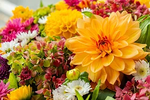 A RIOTOUSLY COLORFUL ARRAY OF FRESH FLOWERS