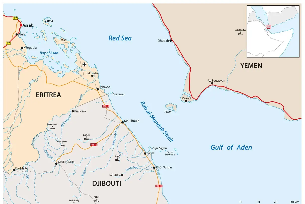 Red sea map bab al mandab strait istock rainer lesniewski 2268755109