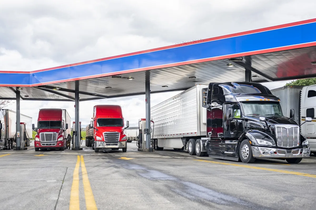 Semi trucks diesel gas station istock 1465237181